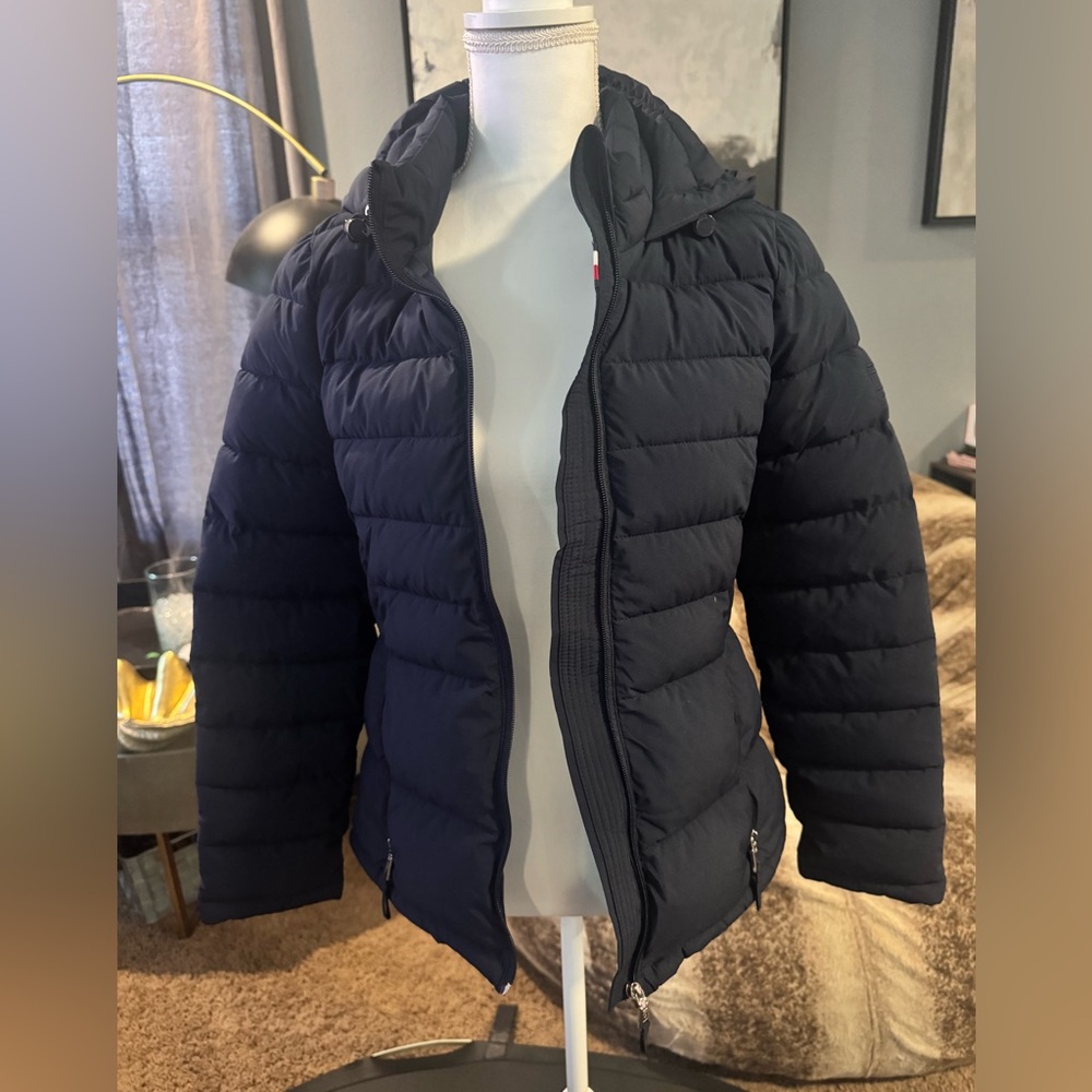 Tommy Hilfiger THFlex Black Hooded Puffer Jacket Small Water‎ Resistant